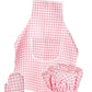 Apron, Chef Hat and oven mitt set (Pink)