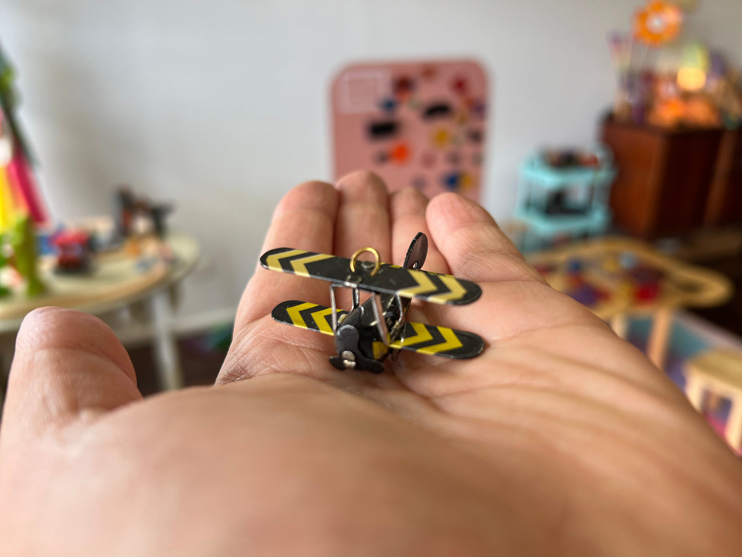 Tin matchbox Bi-plane (decoration only)