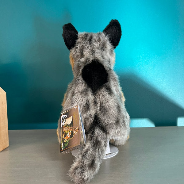 rear view of plush blue heeler puppy puppet toy