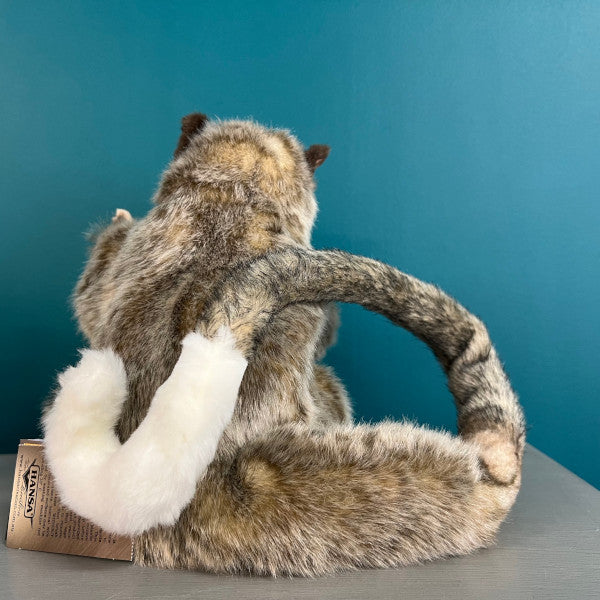 rear view of possum puppet showing long ring tail with white end