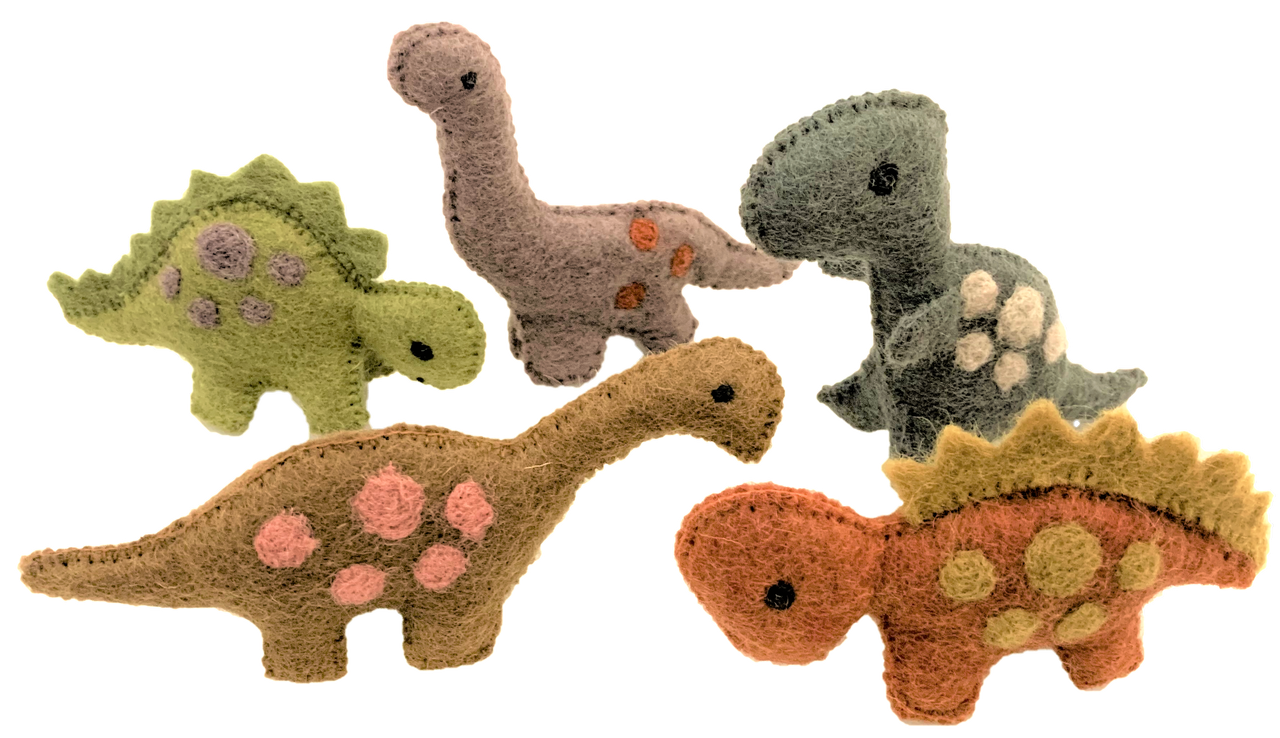 Set of 5 Felt Dinosaurs