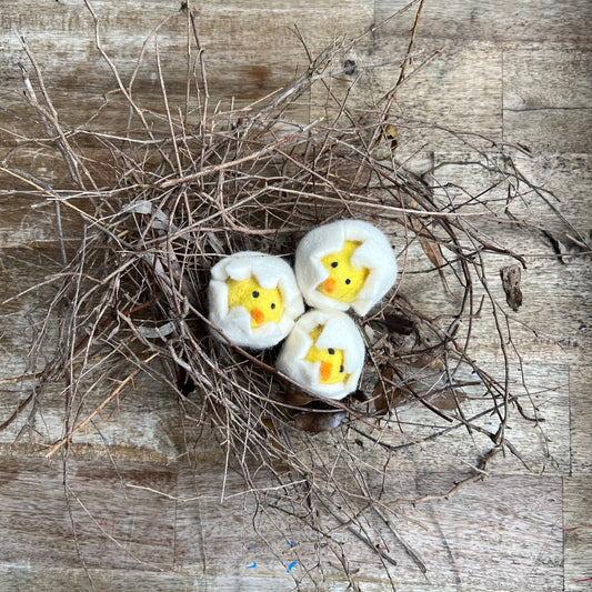 Felt Chicks in Eggs